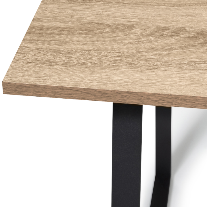 Mesa de comedor industrial barata de madera y metal negro | ID Market