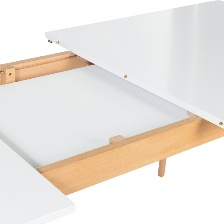 Table scandinave extensible rectangle INGA 4-6 personnes blanche 120-160 cm