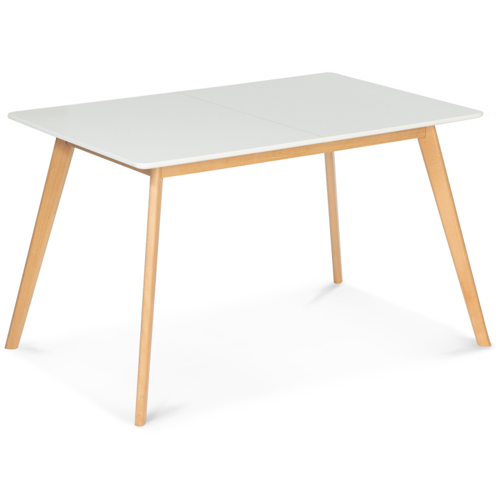 Table scandinave extensible rectangle INGA 4-6 personnes blanche 120-160 cm