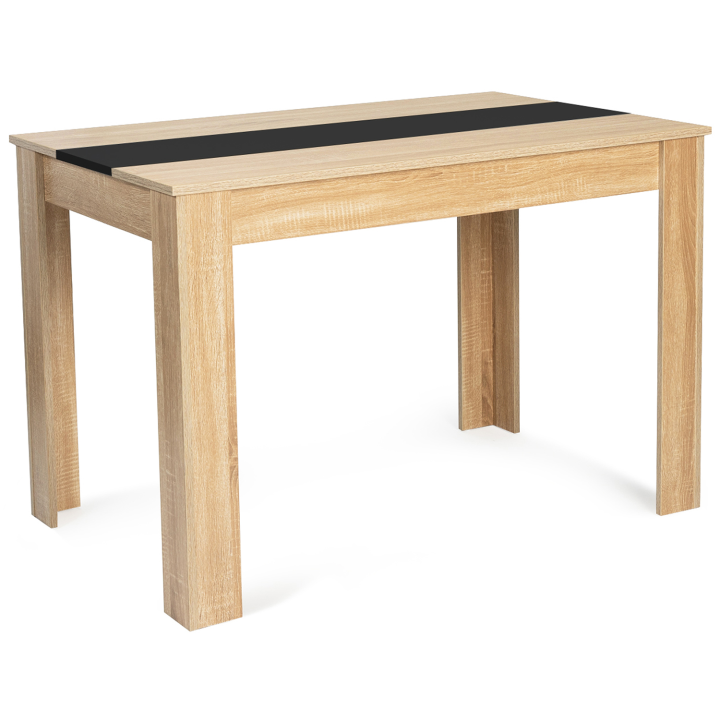 Mesa de comedor barata para 4 en imitación madera de haya y negro | ID Market