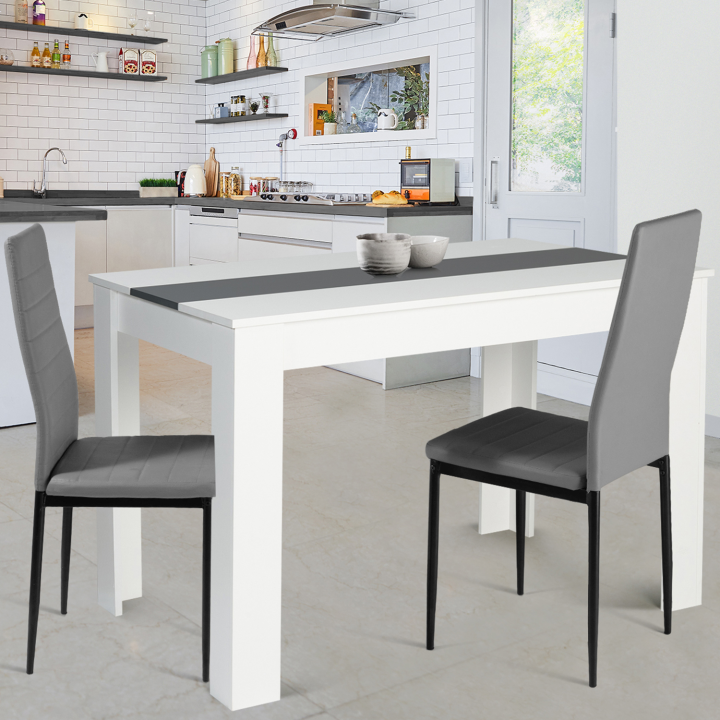 Mesa de comedor barata para 4 personas en blanco y gris | ID Market