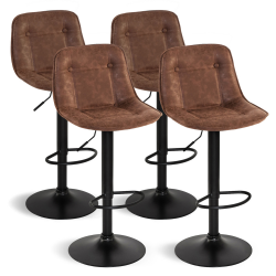 Lot de 4 tabourets DENVER marron vintage