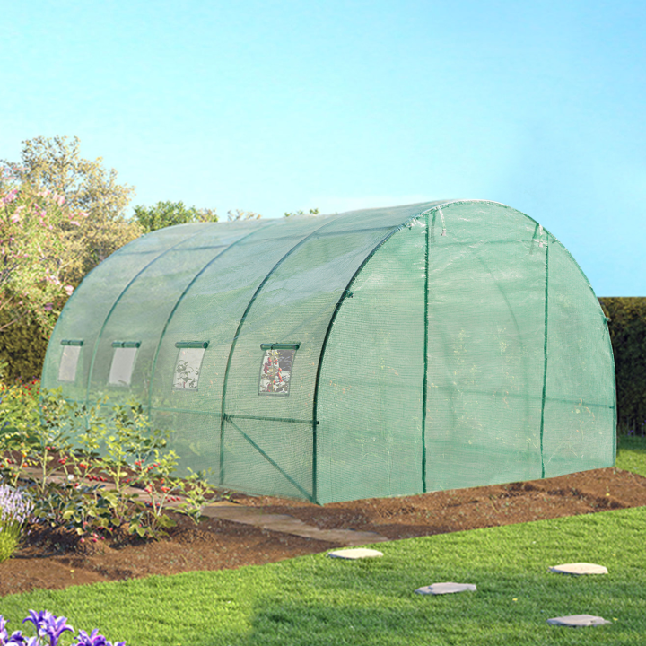 Serre tunnel de jardin 12 m² verte gamme maraichère ZEBRA 4x3M