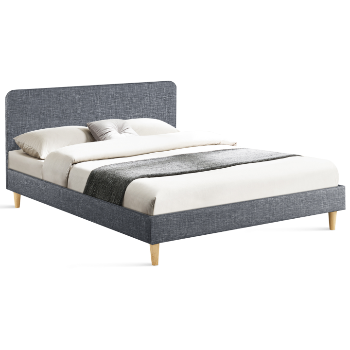 Cama escandinava 140x190 cm barata gris antracita | ID Market