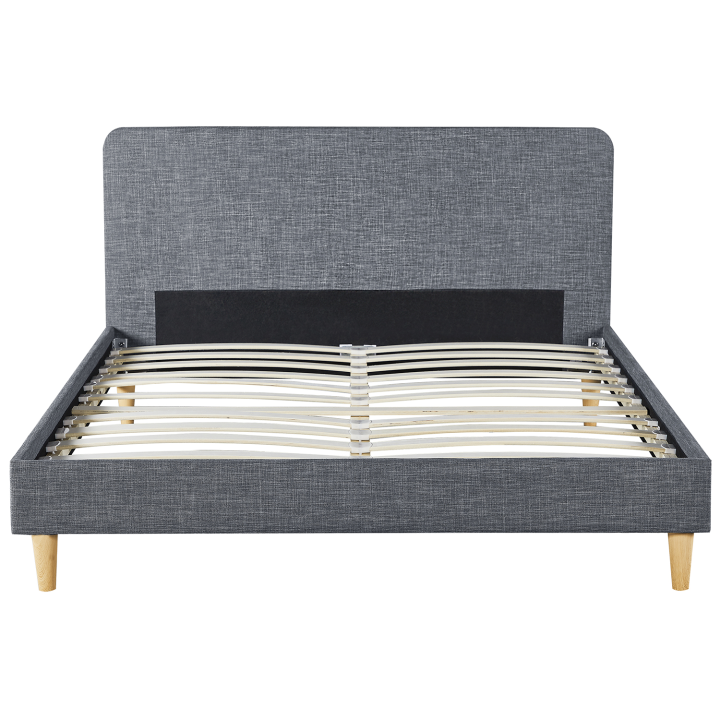 Lit double scandinave BALTA 140 x 190 CM tissu gris anthracite