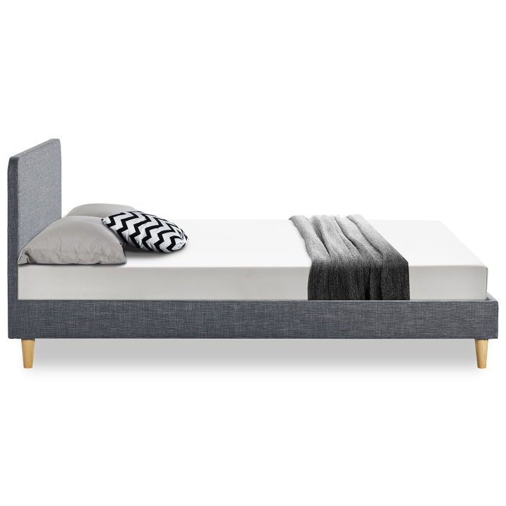 Lit double scandinave BALTA 160 x 200 CM tissu gris anthracite