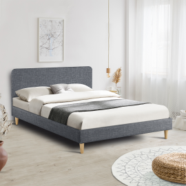 Lit simple pour adulte moderne - lit à sommier tapissier et matelas gris  clair 90x200 cm velours - Conforama