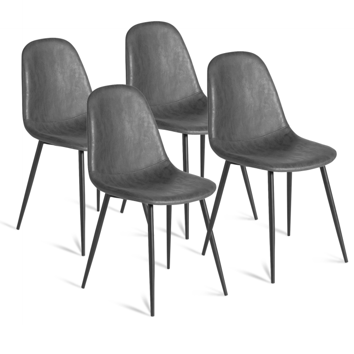 Lot de 4 chaises vintage DALI grises pour salle à manger