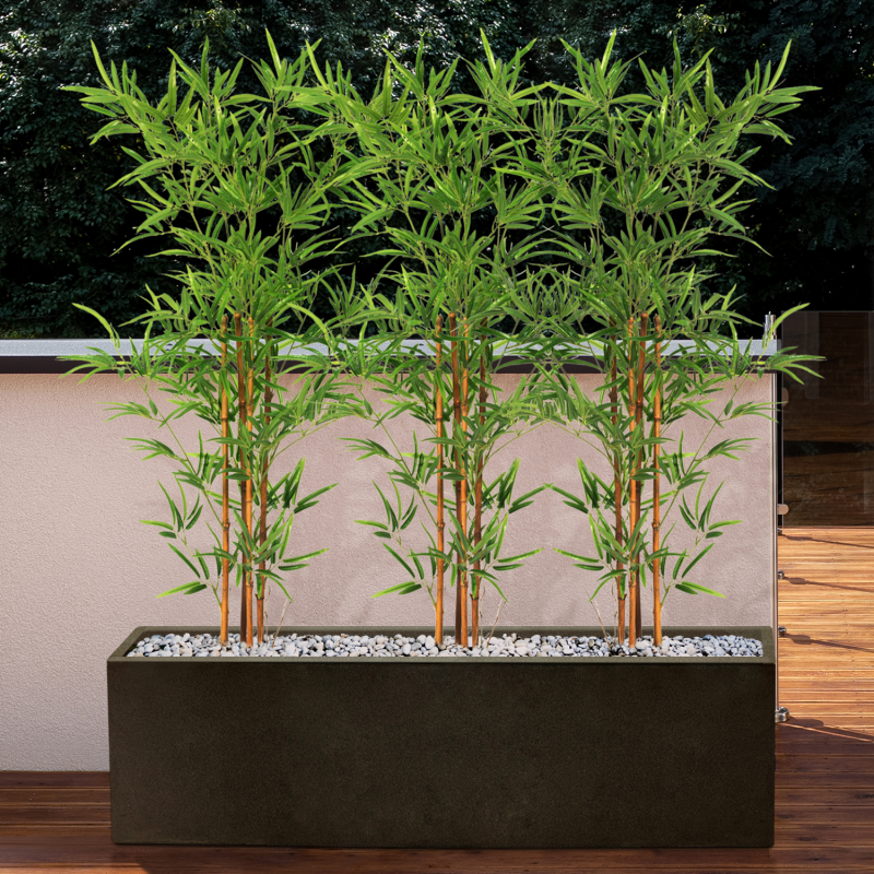 Bambou artificiel en pot noir, 100 cm