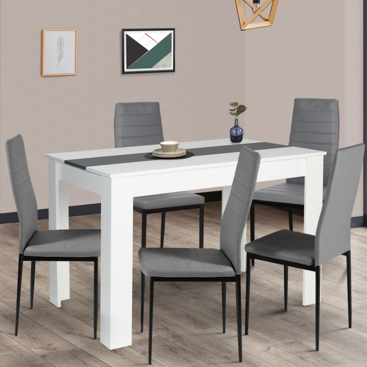 Mesa de comedor barata para 4 personas en blanco y gris | ID Market