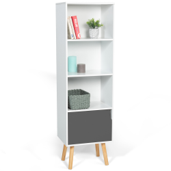 Bibliothèque étagère EMMIE scandinave bois blanc et gris