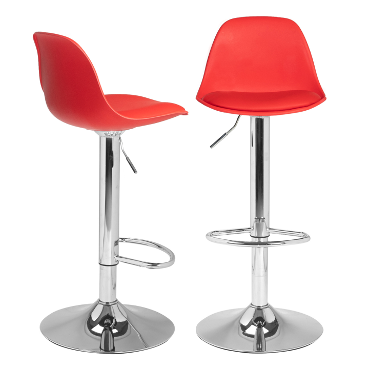 Lot de 2 tabourets de bar KARL design rouge