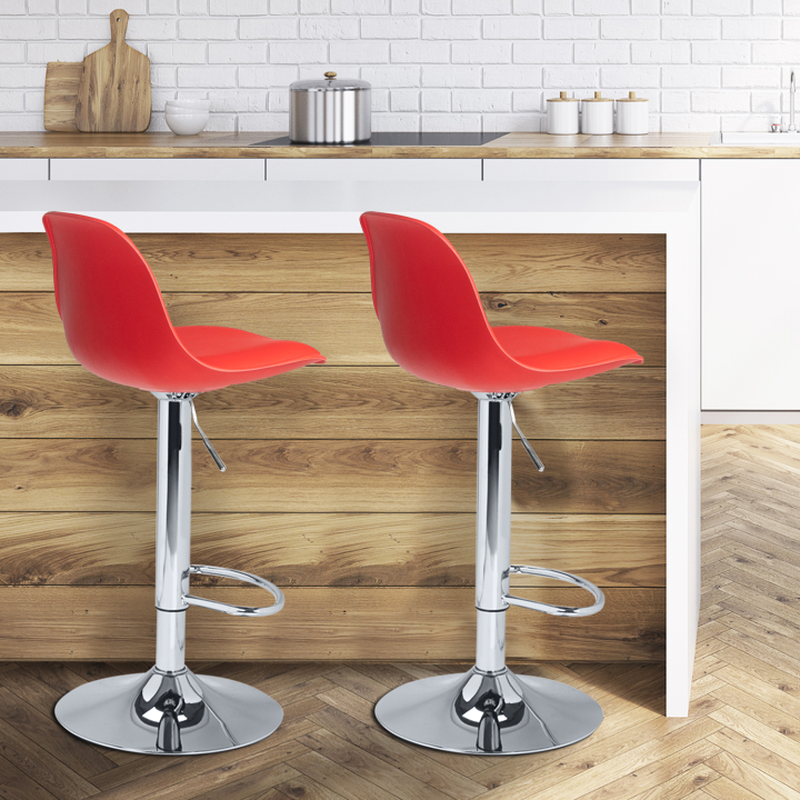 Lot de 2 tabourets de bar KARL design rouge