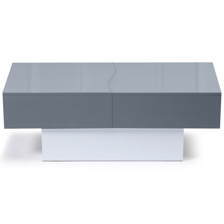 Table basse bar coulissante MARTA bois blanc et gris