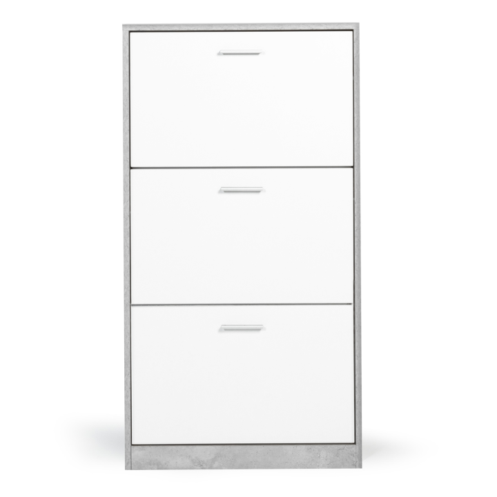 Mueble zapatero barato de 3 puertas gris y blanco | ID Market