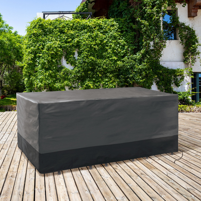 Housse de protection table de jardin rectangulaire noire haut de gamme