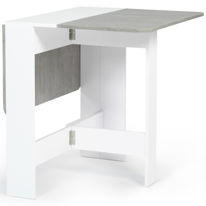 Table console pliable EDI 2-4 personnes blanche plateau effet béton 103 x 76 cm