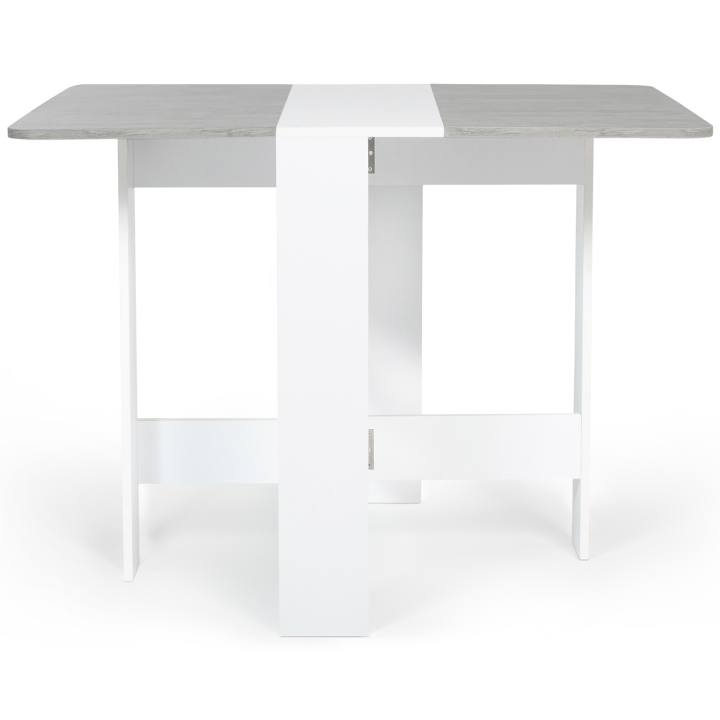 Table console pliable EDI 2-4 personnes blanche plateau effet béton 103 x 76 cm