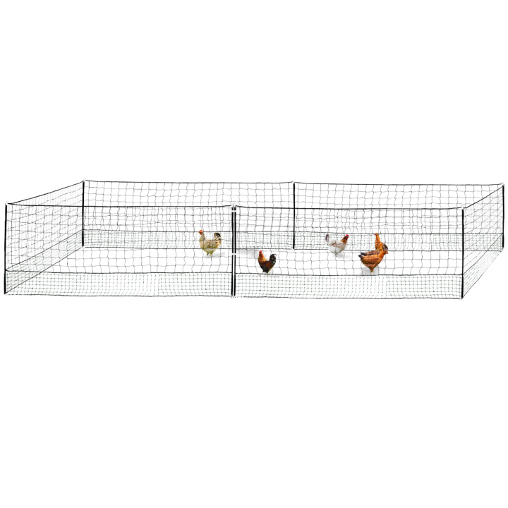 Kit clôture filet à poules 12M avec porte + 6 piquets