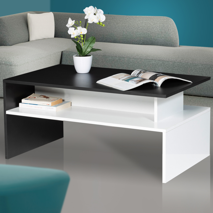 Table basse GABI blanche et noire multirangements