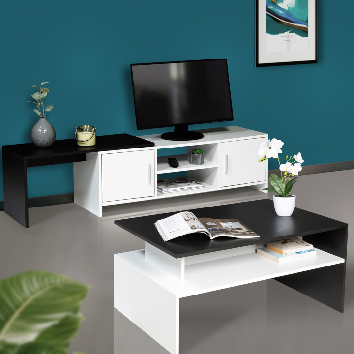 Table basse GABI blanche et noire multirangements