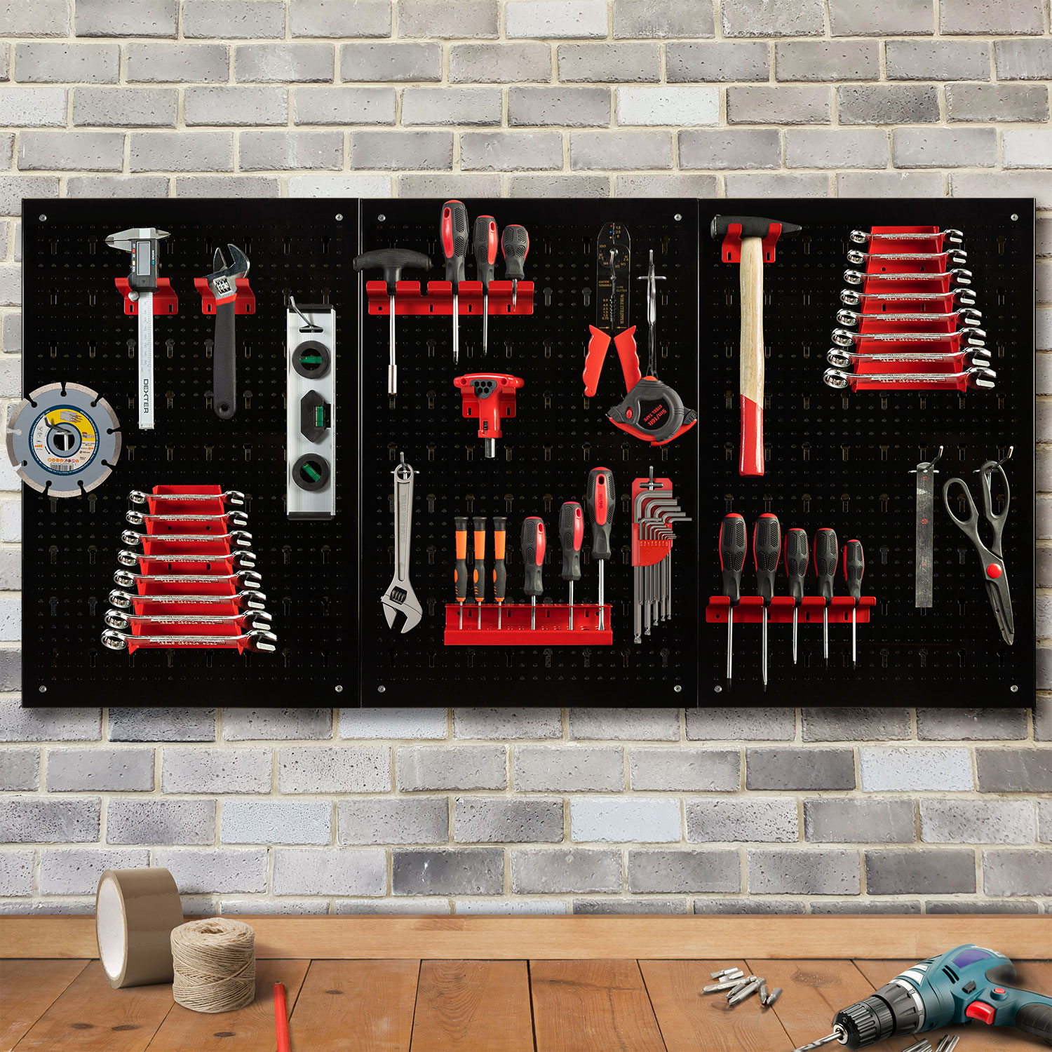 2 panneaux mural porte outils avec 24 crochets pour garage