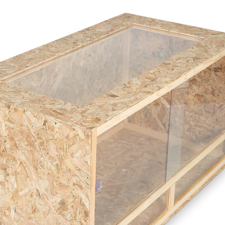 Terrarium en bois OSB pour reptiles et batraciens aérations latérales 115 cm