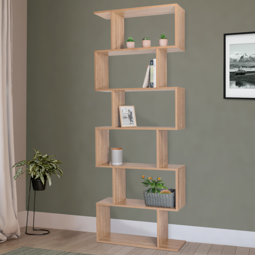 Bibliothèque en bois étagère de 6 niveaux meuble rangement couleur