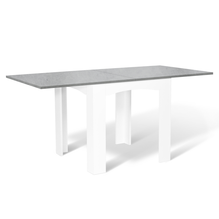 Table à manger extensible rectangle DONA 6-8 personnes plateau effet béton 80-160 cm