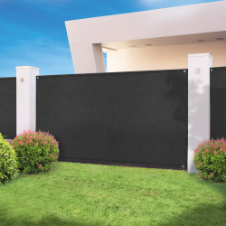 Pantalla de privacidad negra 2 m x 10 m blackout 300 g/m² alta densidad | ID Market