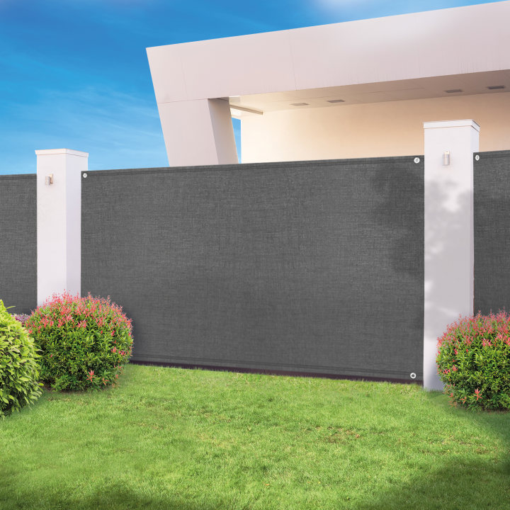 Pantalla de privacidad gris 1m x 10 m blackout 300g/m² alta densidad | ID Market