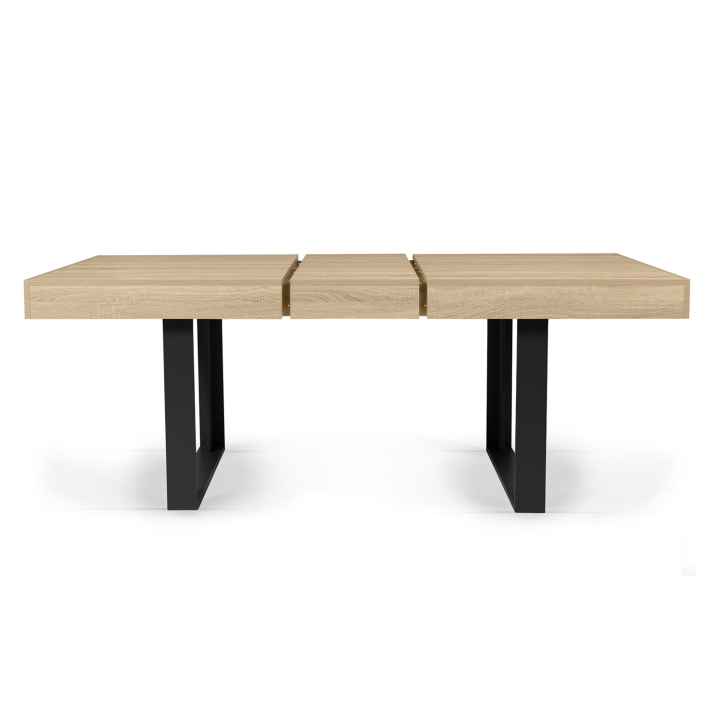 Mesa de comedor extensible de madera y negro de 160 cm a 200 cm - PHOENIX | ID Market