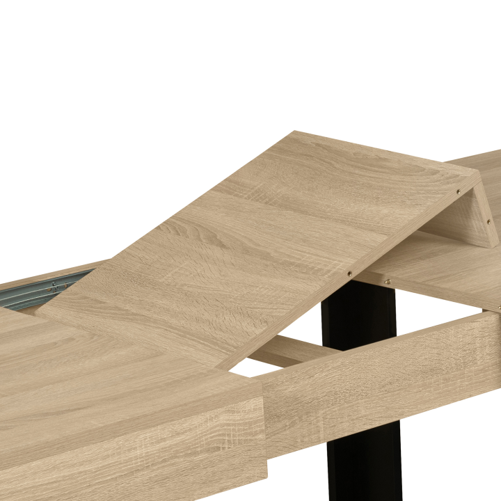 Mesa de comedor extensible de madera y negro de 160 cm a 200 cm - PHOENIX | ID Market