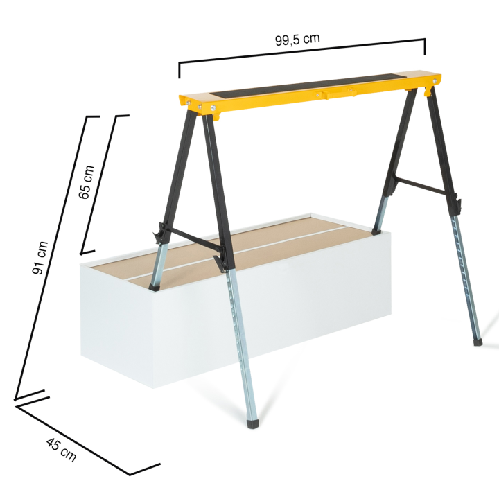 Lot de 2 tréteaux télescopiques pliables large plateau antiglisse