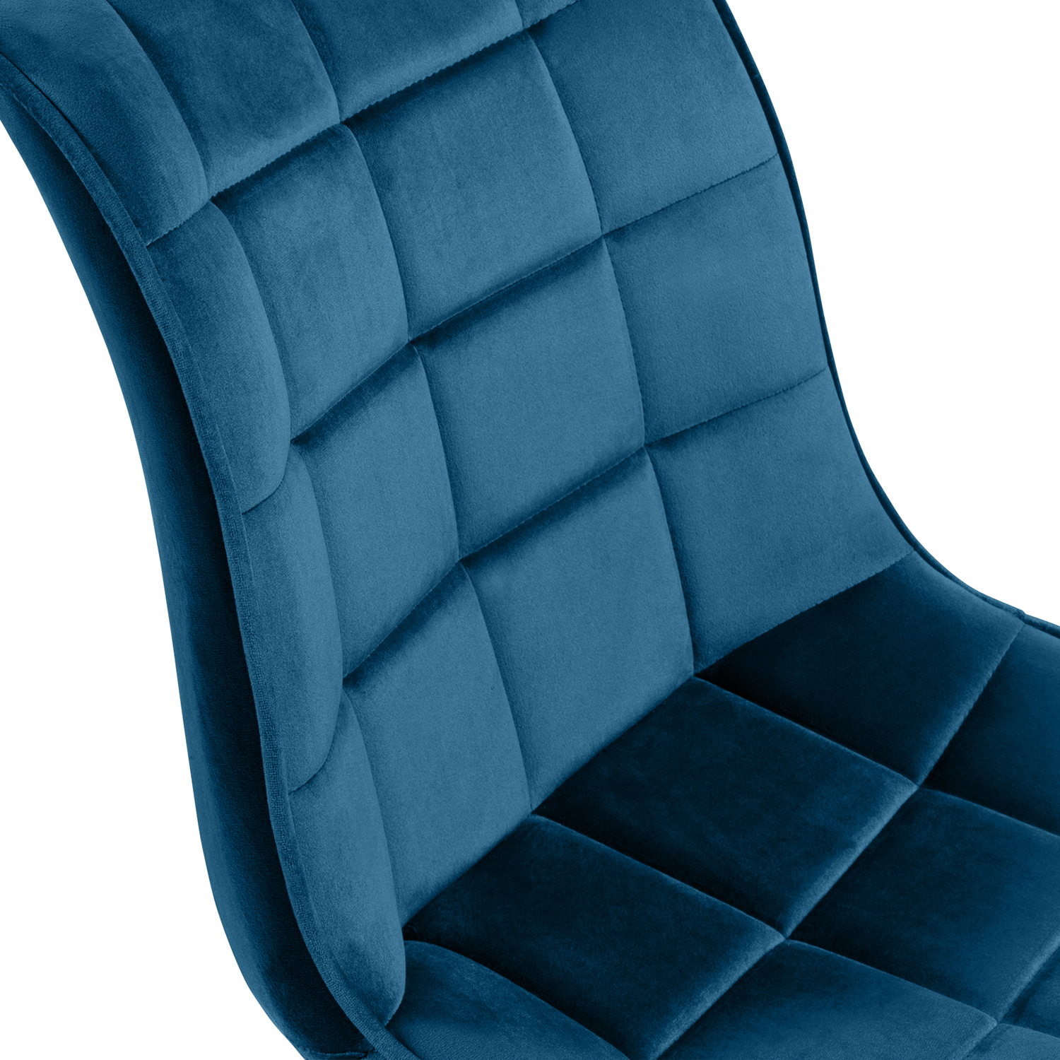 Chaises en velours bleu matelassées pieds métal x4  MADY  ID Market