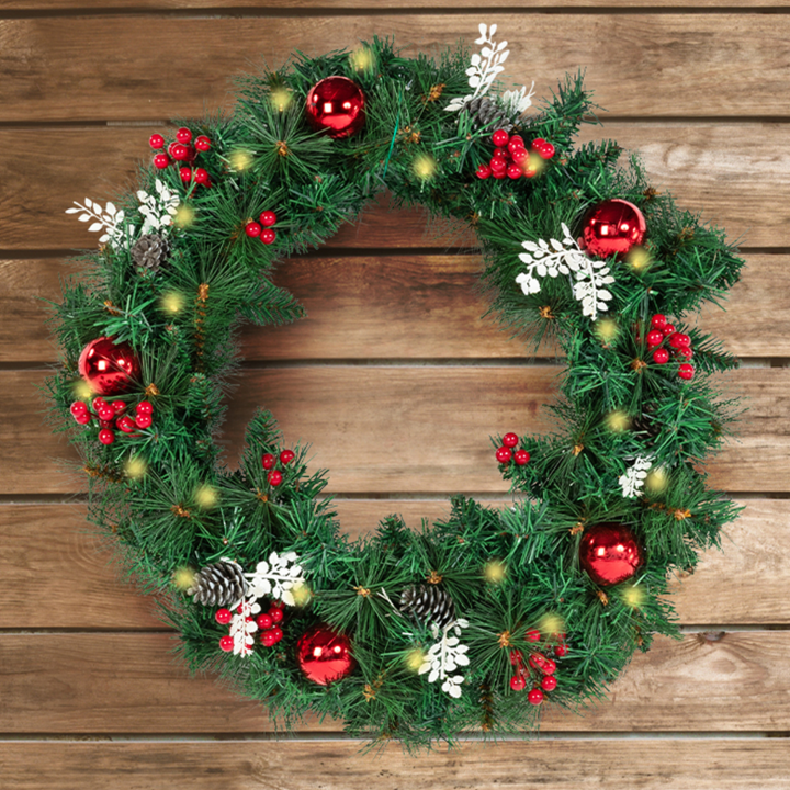 Couronne de Noël avec 20 LED blanc chaud