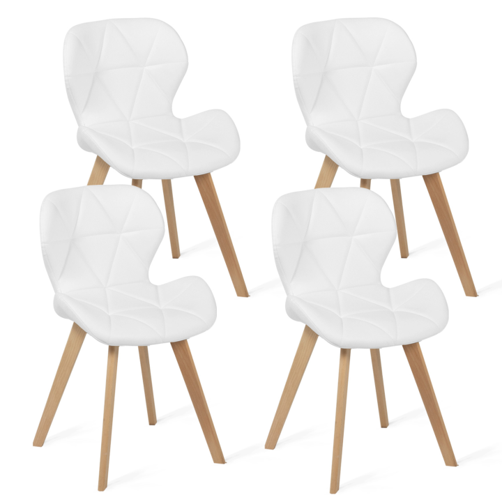 Lot de 4 chaises ROBINE blanches pour salle à manger