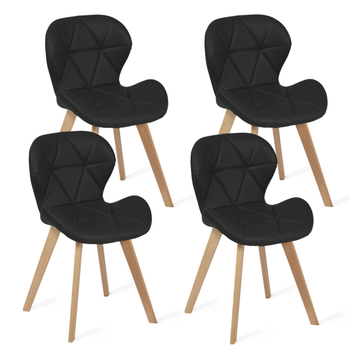 Lot de 4 chaises ROBINE noires pour salle à manger