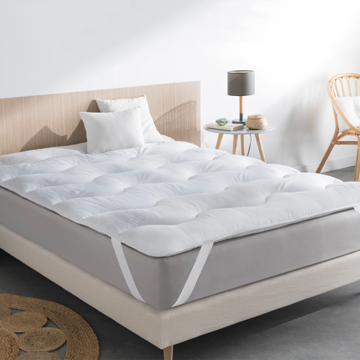 Surmatelas 140x190 CM EDA épais et moelleux surpiqûres vagues 600 gr