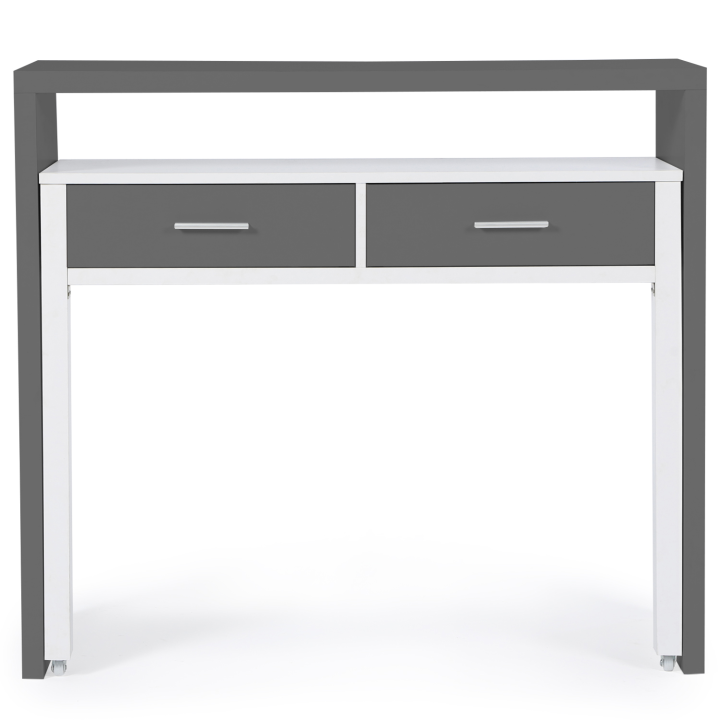 Bureau extensible bois blanc et gris