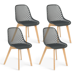 Lot de 4 chaises MANDY grises pour salle à manger