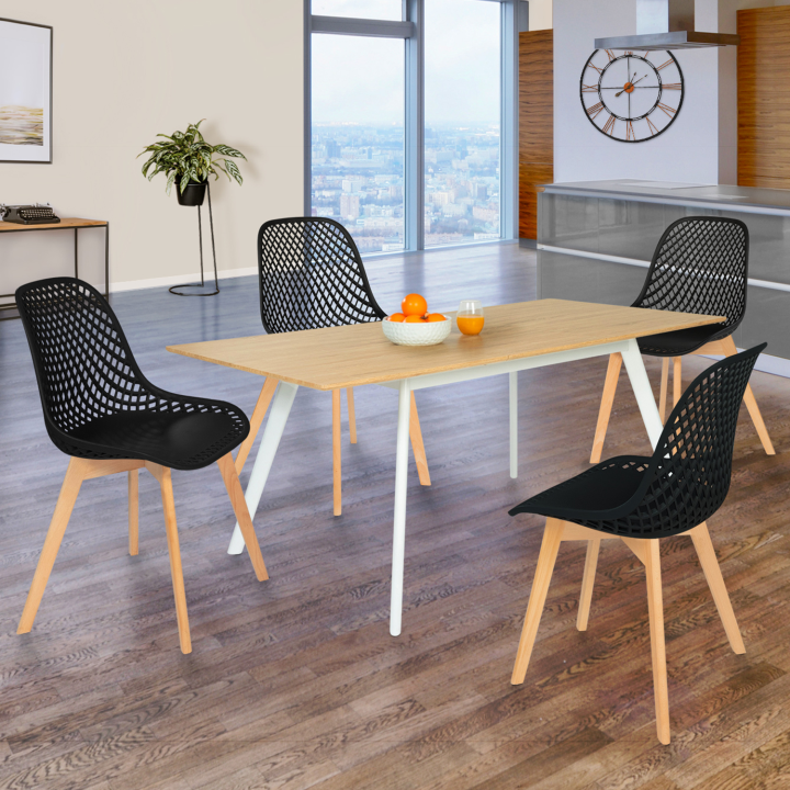 Lot de 4 chaises MANDY noires pour salle à manger