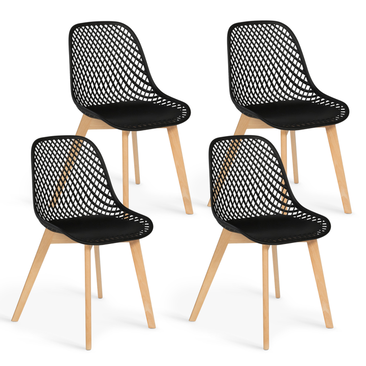 Lot de 4 chaises MANDY noires pour salle à manger