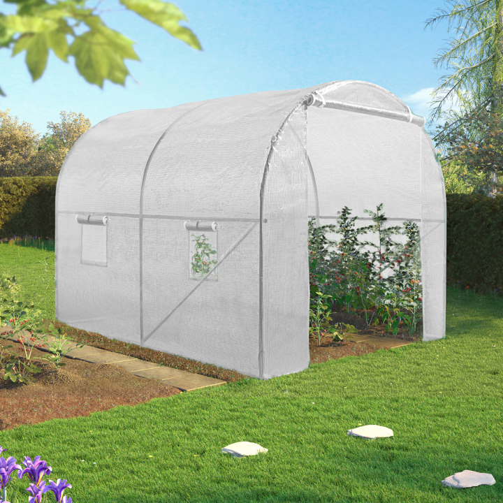 Serre tunnel de jardin 6M² blanche gamme maraichère ROMA 2x3M