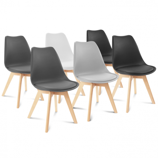 IDMarket - Lot de 6 chaises scandinaves SARA Gris foncé, Gris