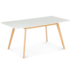 Table scandinave extensible rectangle INGA 4-6 personnes blanche 120-160 cm