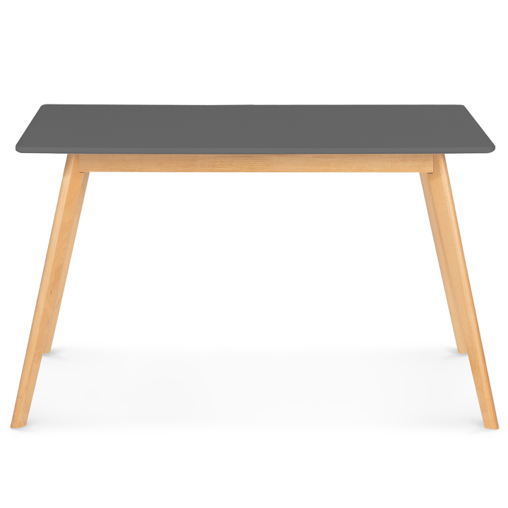 Table scandinave extensible rectangle INGA 4-6 personnes plateau gris anthracite pieds bois 120-160 cm