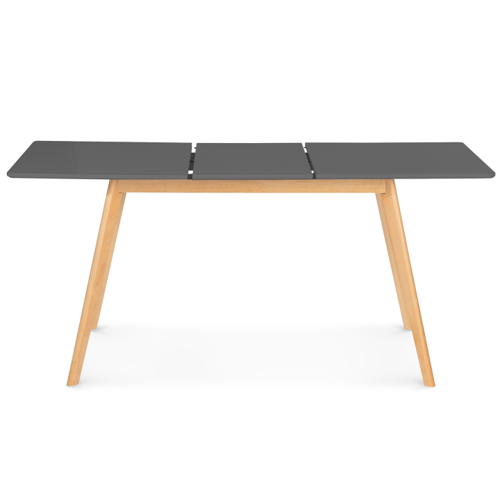 Table scandinave extensible rectangle INGA 4-6 personnes plateau gris anthracite pieds bois 120-160 cm