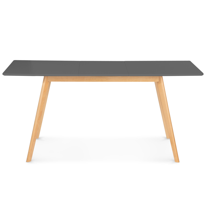 Table scandinave extensible rectangle INGA 4-6 personnes plateau gris anthracite pieds bois 120-160 cm