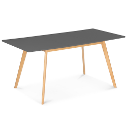 Table scandinave extensible rectangle INGA 4-6 personnes plateau gris anthracite pieds bois 120-160 cm